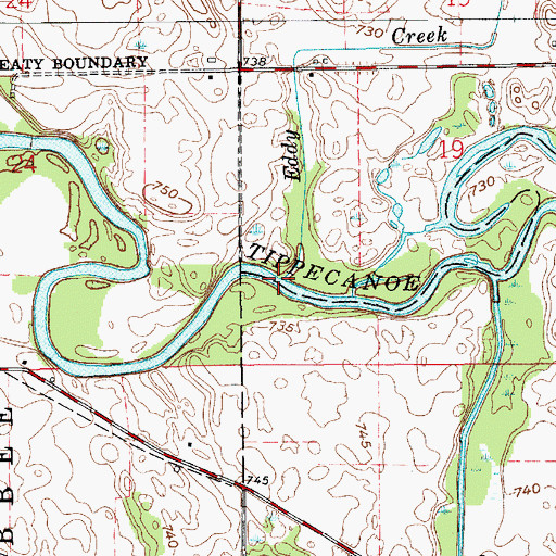 Topographic Map of Eddy Creek, IN