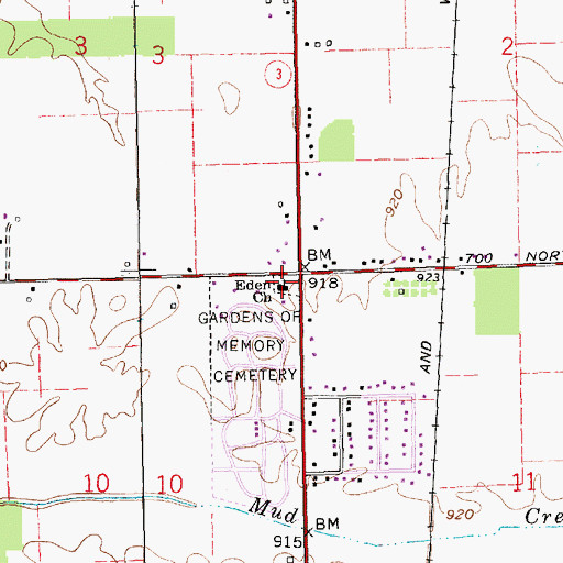 Topographic Map of Eden Church, IN