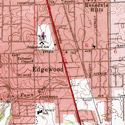 Topographic Map of Edgewood, IN