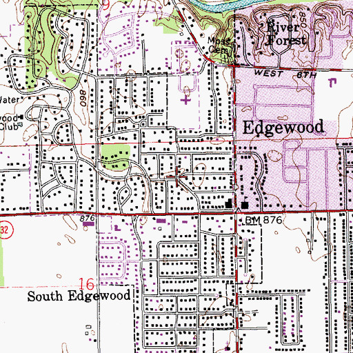 Topographic Map of Edgewood, IN