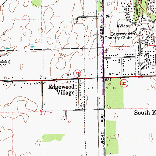 Topographic Map of Edgewood Village, IN