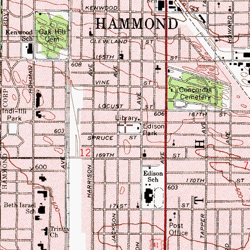 Topographic Map of Edison Park, IN