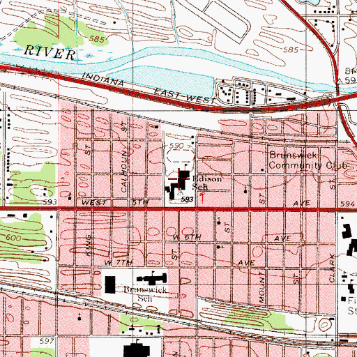 Topographic Map of Thomas A Edison Junior High School, IN