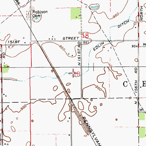 Topographic Map of Edlin Ditch, IN