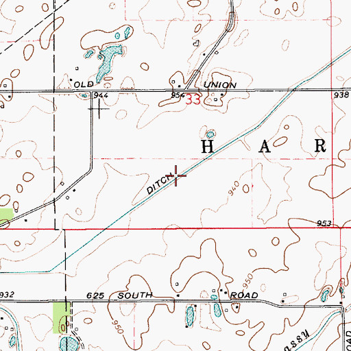 Topographic Map of Edlin Ditch, IN