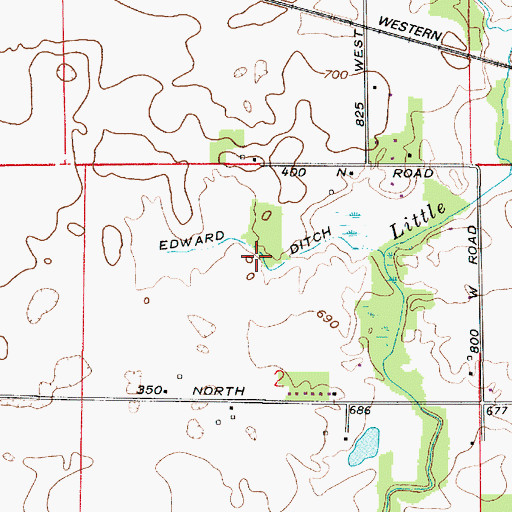 Topographic Map of Edward Ditch, IN