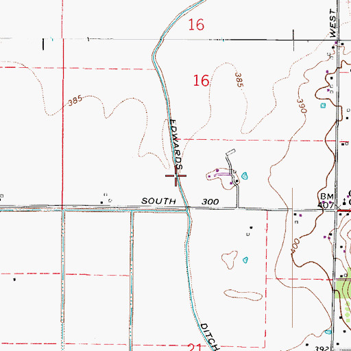 Topographic Map of Edwards Ditch, IN