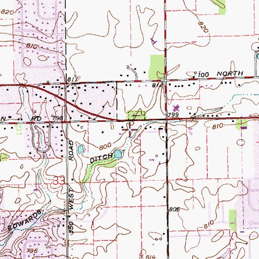 Topographic Map of Edwards Ditch, IN