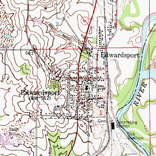 Topographic Map of Edwardsport, IN