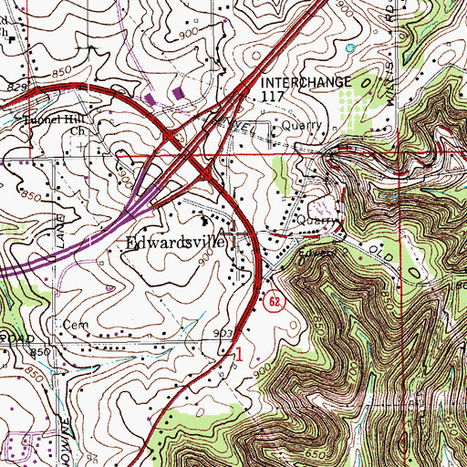 Topographic Map of Edwardsville, IN