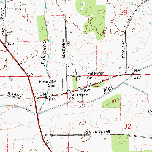Topographic Map of Eel River Cemetery, IN