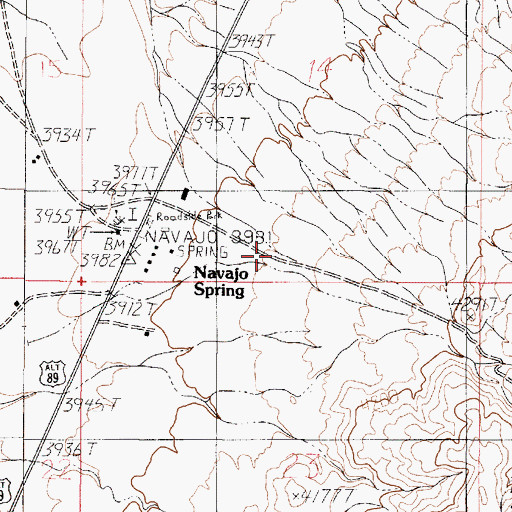 Topographic Map of Navajo Springs Maintenance Yard, AZ