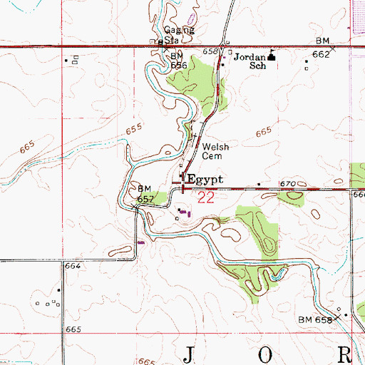 Topographic Map of Egypt, IN