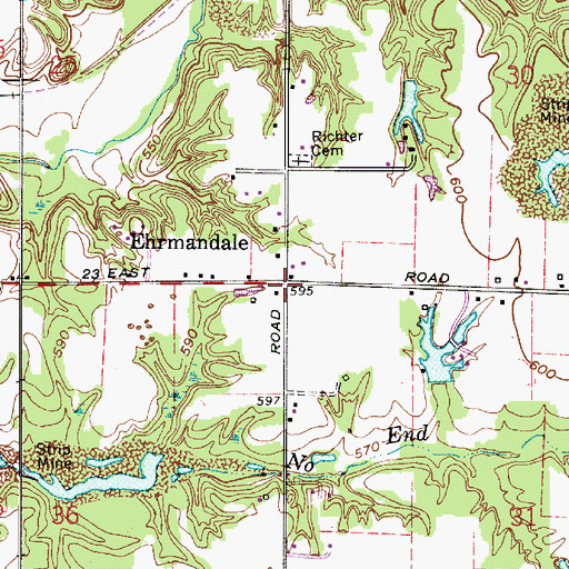 Topographic Map of Ehrmandale, IN