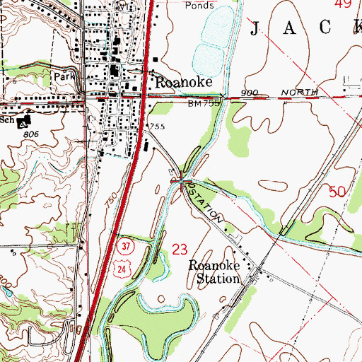 Topographic Map of Eightmile Creek, IN