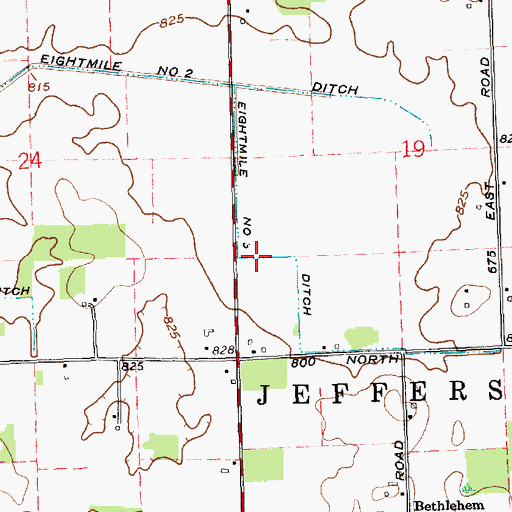 Topographic Map of Eightmile Number Three Ditch, IN