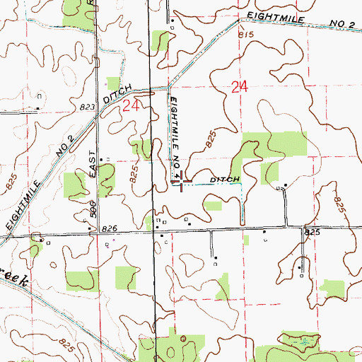 Topographic Map of Eightmile Number Four Ditch, IN