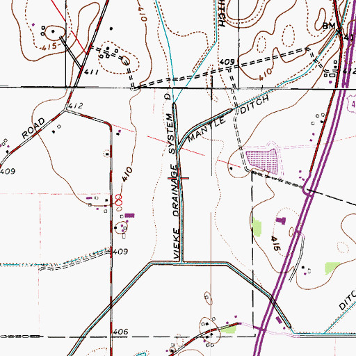Topographic Map of Eke Drainage System Ditch, IN