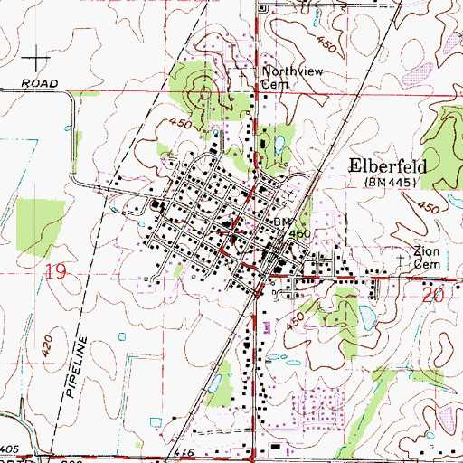 Topographic Map of Elberfeld, IN