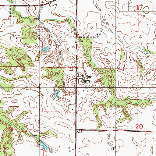 Topographic Map of Elder Cemetery, IN