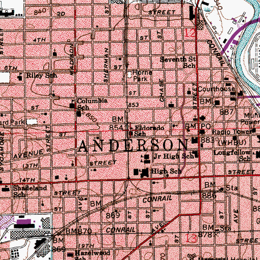 Topographic Map of Eldorado School, IN