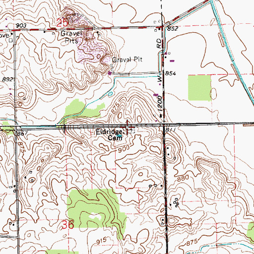 Topographic Map of Eldridge Cemetery, IN