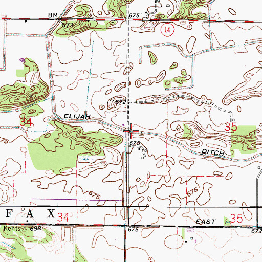 Topographic Map of Elijah Ditch, IN