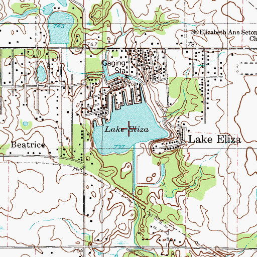 Topographic Map of Lake Eliza, IN