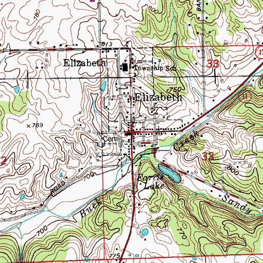 Topographic Map of Elizabeth, IN