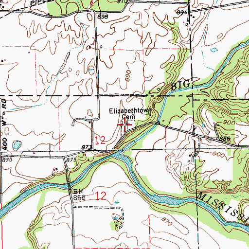 Topographic Map of Elizabethtown Cemetery, IN