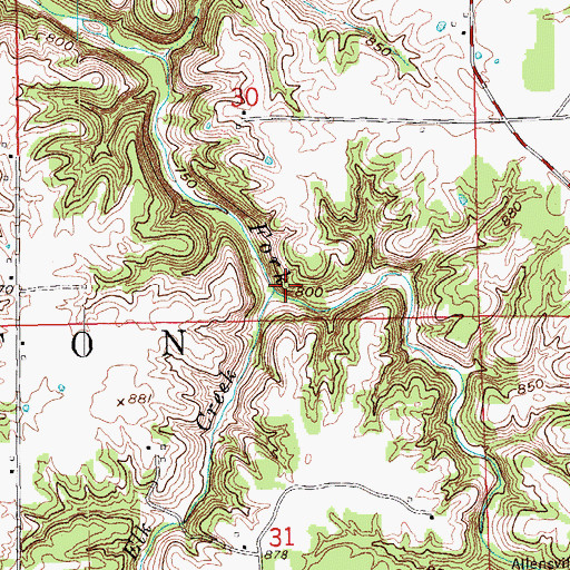 Topographic Map of Elk Creek, IN
