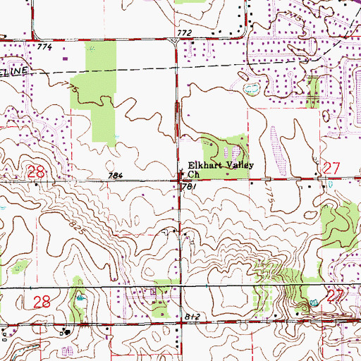 Topographic Map of Elkhart Valley Church, IN