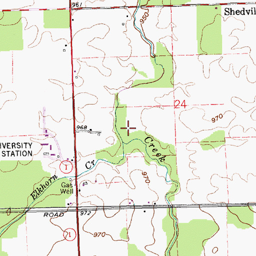 Topographic Map of Elkhorn Creek, IN