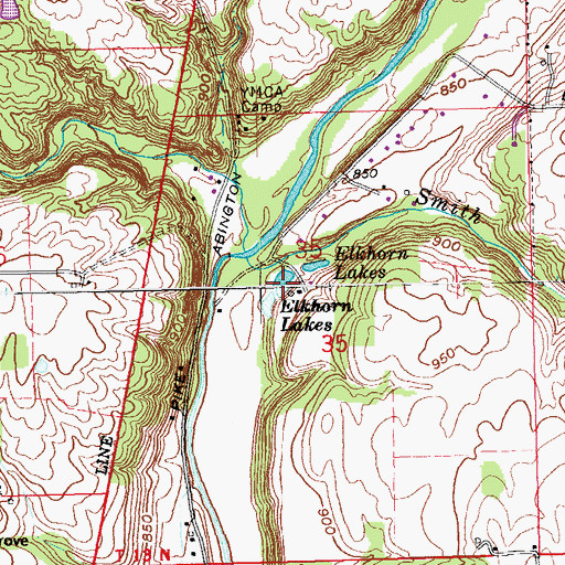 Topographic Map of Elkhorn Lakes, IN