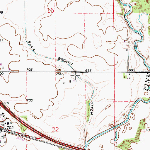 Topographic Map of Ella Brown Ditch, IN