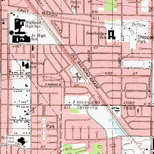 Topographic Map of Ellendale Park, IN
