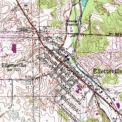 Topographic Map of Ellettsville, IN