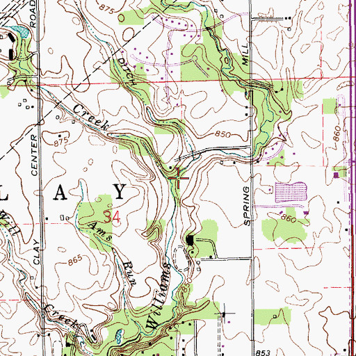Topographic Map of Elliot Creek, IN