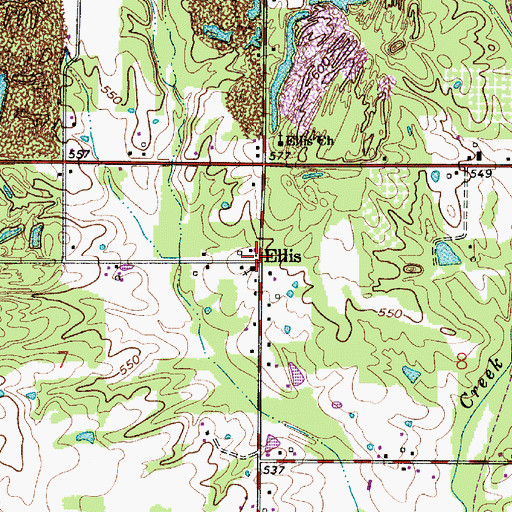 Topographic Map of Ellis, IN