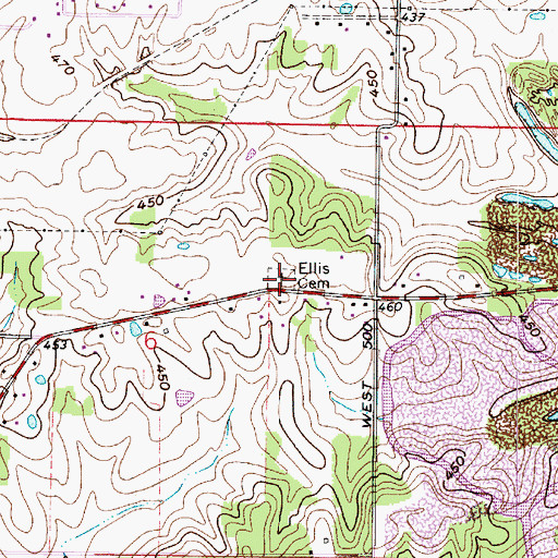 Topographic Map of Ellis Cemetery, IN