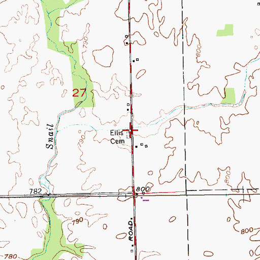 Topographic Map of Fisher Cemetery, IN