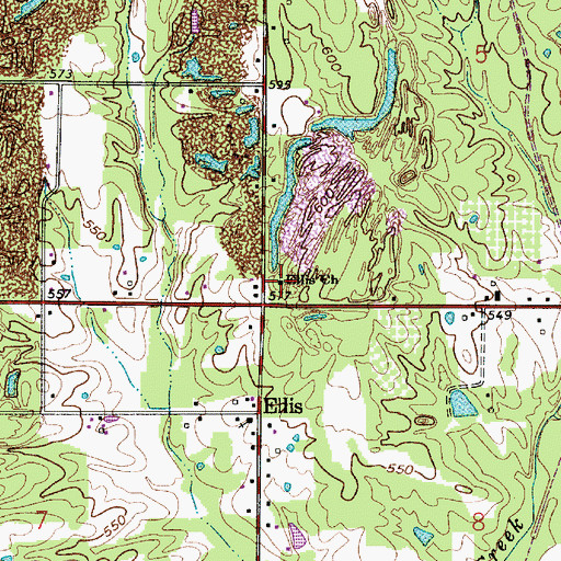 Topographic Map of Ellis Church, IN