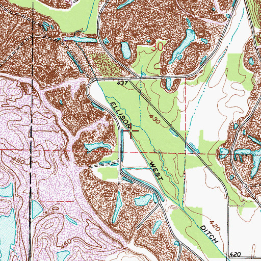 Topographic Map of Ellison West Ditch, IN