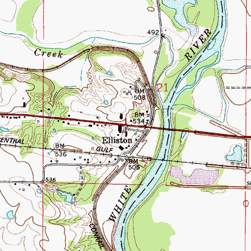 Topographic Map of Elliston, IN