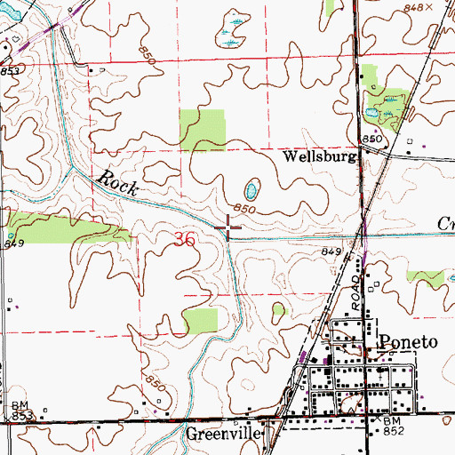 Topographic Map of Elm Creek, IN