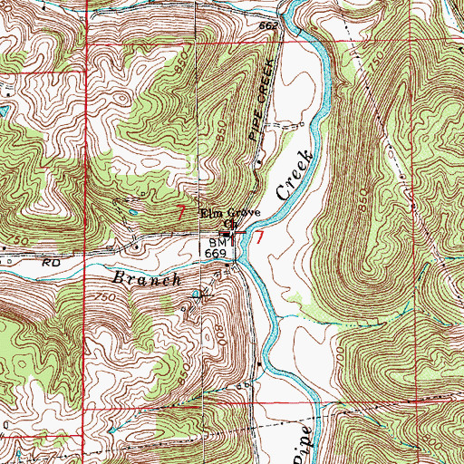 Topographic Map of Elm Grove Church, IN