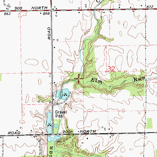 Topographic Map of Elm Run, IN