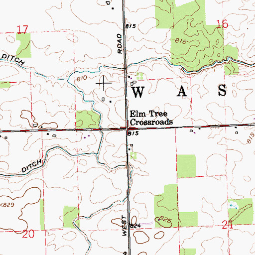 Topographic Map of Elm Tree Crossroads, IN