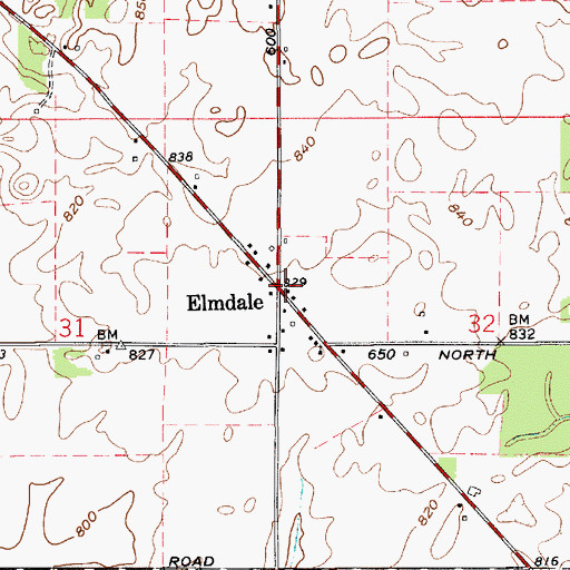 Topographic Map of Elmdale, IN