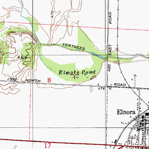 Topographic Map of Elmore Pond, IN